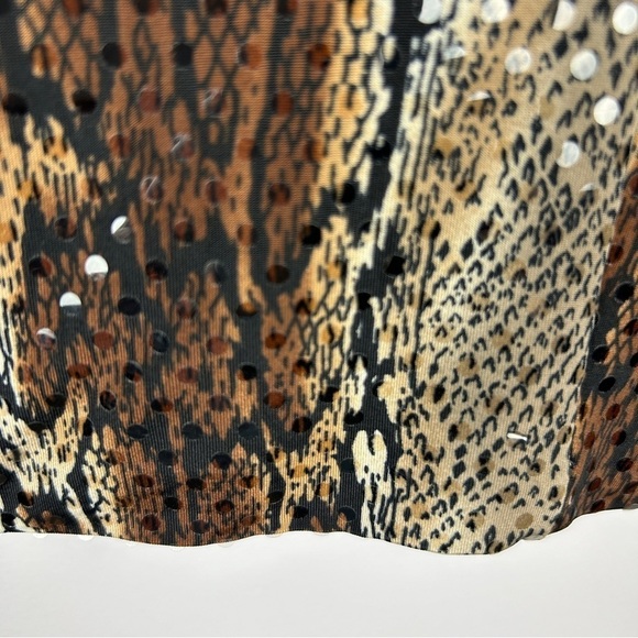 Joseph Ribkoff Brown Sequin Snake Skin Print Full Zip Jacket Size 14 - Picture 7 of 12